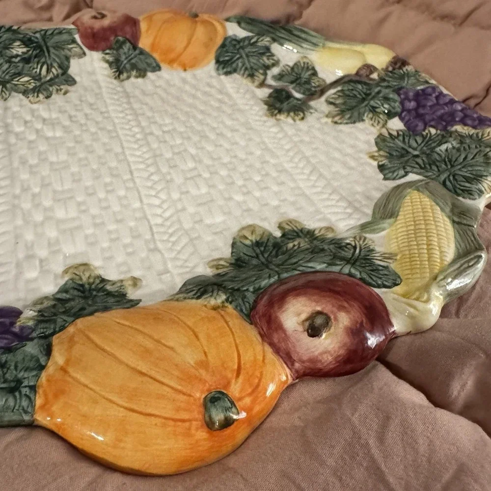 Vintage Omnibus by Fitz and Floyd 1995 Vegetable Fruits Platter Tray 13